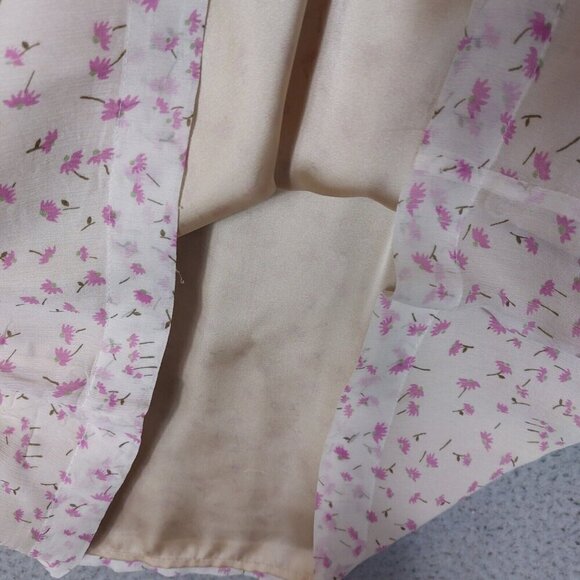 J.Crew A-line Dress Women's 2 Ivory Floral 100% Silk Short Sleeve Mini Cottage - Picture 11 of 14